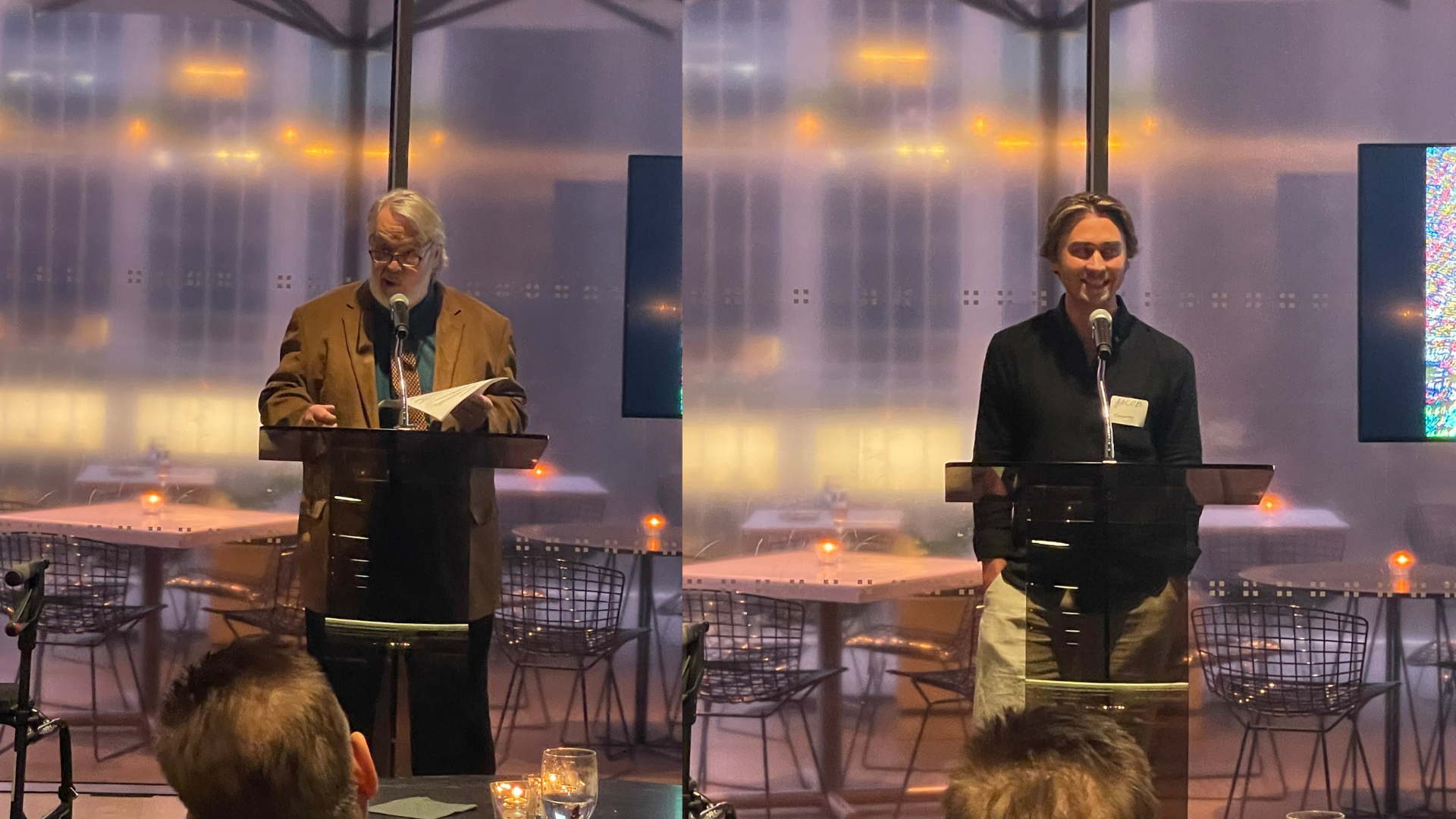 President Dave Achelis and Treasurer Jacob van Winkle address the membership